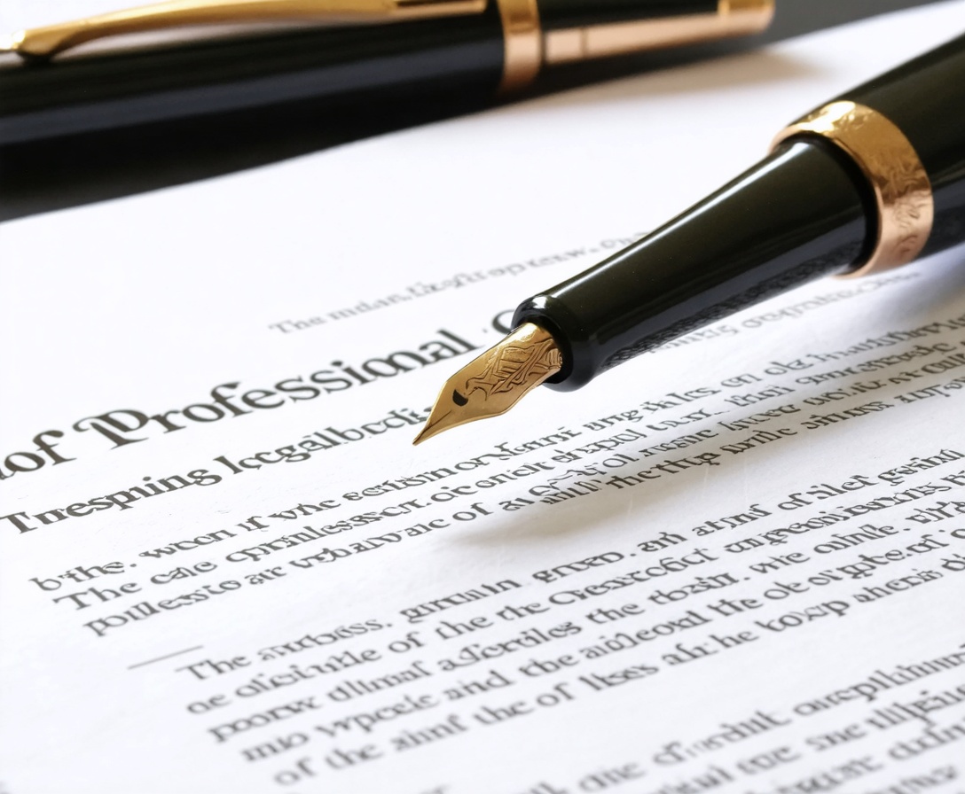 Detail právneho dokumentu a plniaceho pera na stole v kancelárii